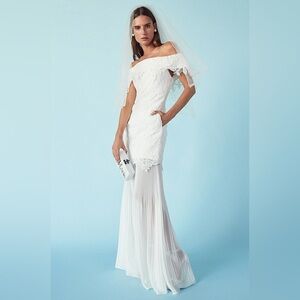 Self-Portrait Off-the-Shoulder Guipure Lace Bridal Gown